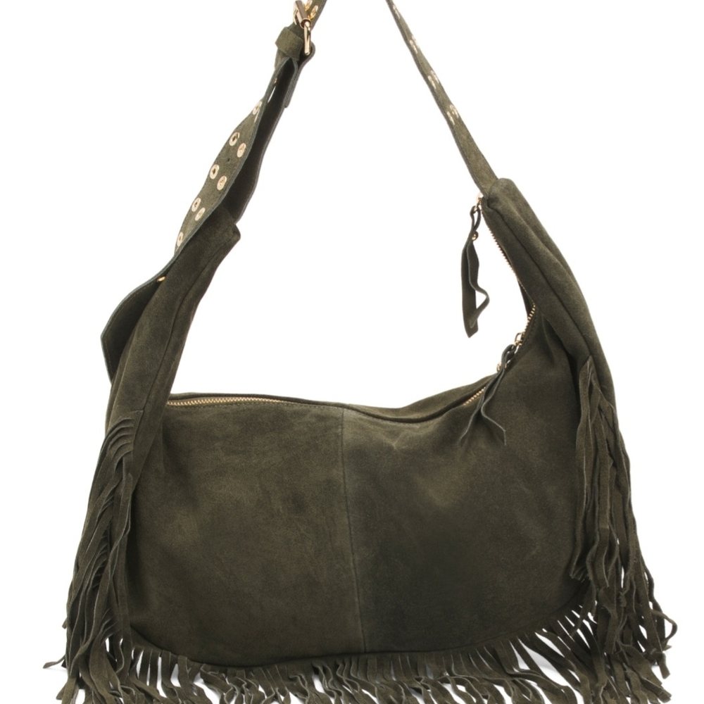 Olive Fringe Shoulder Bag